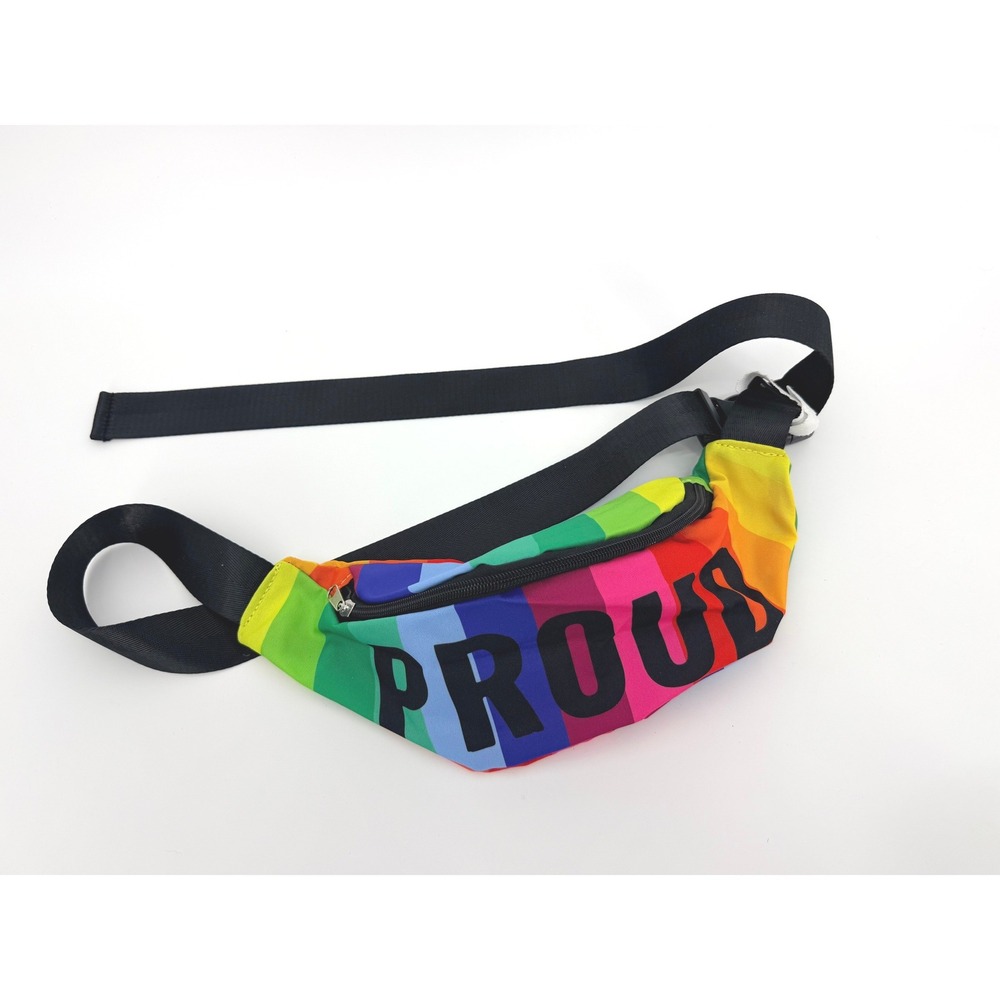 Proud Rainbow Striped Fanny Pack Pride Festival Waist Bag Multicolor Graphic